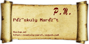 Páskuly Marót névjegykártya